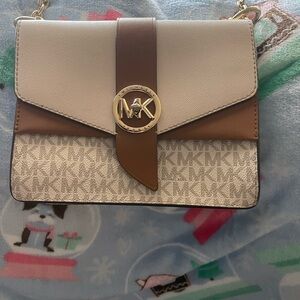 Michael Kors Tan and Cream Crossbody Bag